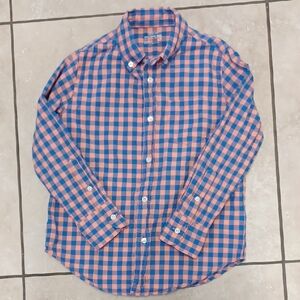 Crewcuts Boys Coral And Blue Checked Shirt, Size 6/7